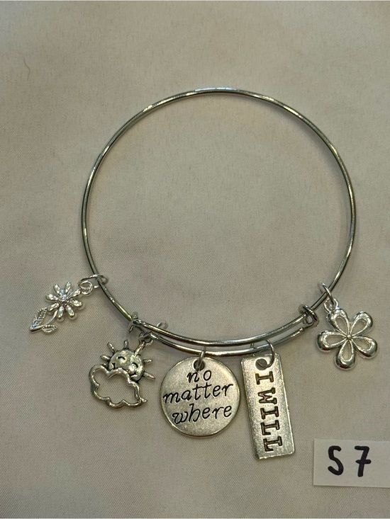 Hand Crafted Jewelry - S7 Strength I Will Willpower Charm Bangle Bracelet